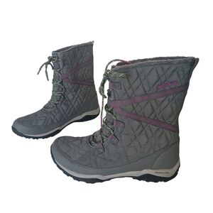 Columbia‎ Boots Women's Size 8.5 Quilted Gray & Pink Lace Up Faux Fur Techlite